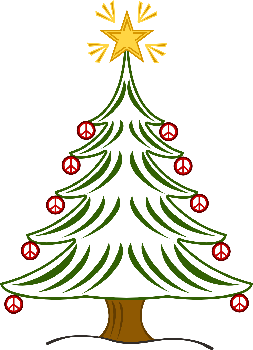 Christmas Peace Sign Clip Art - Christmas Tree Clippart Black & White - Png Download (999x1381), Png Download