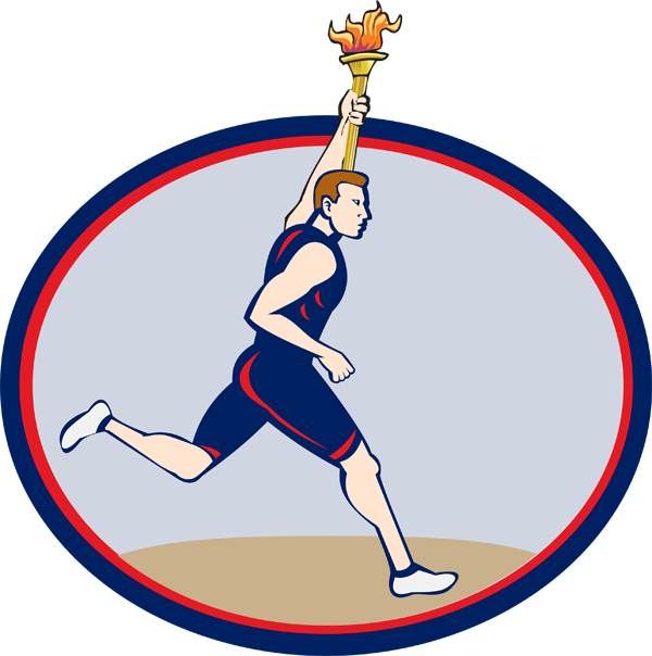 Clipart Info - Olympic Torch Runner Clipart - Png Download (600x604), Png Download
