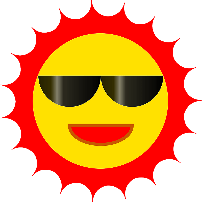 Summer Clipart Sunny - Sun With Glasses Png Transparent Png (796x800), Png Download