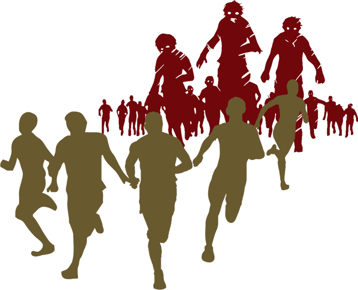 Escape From Idea To Have An Horror - Zombie Running Silhouette Clipart (708x573), Png Download