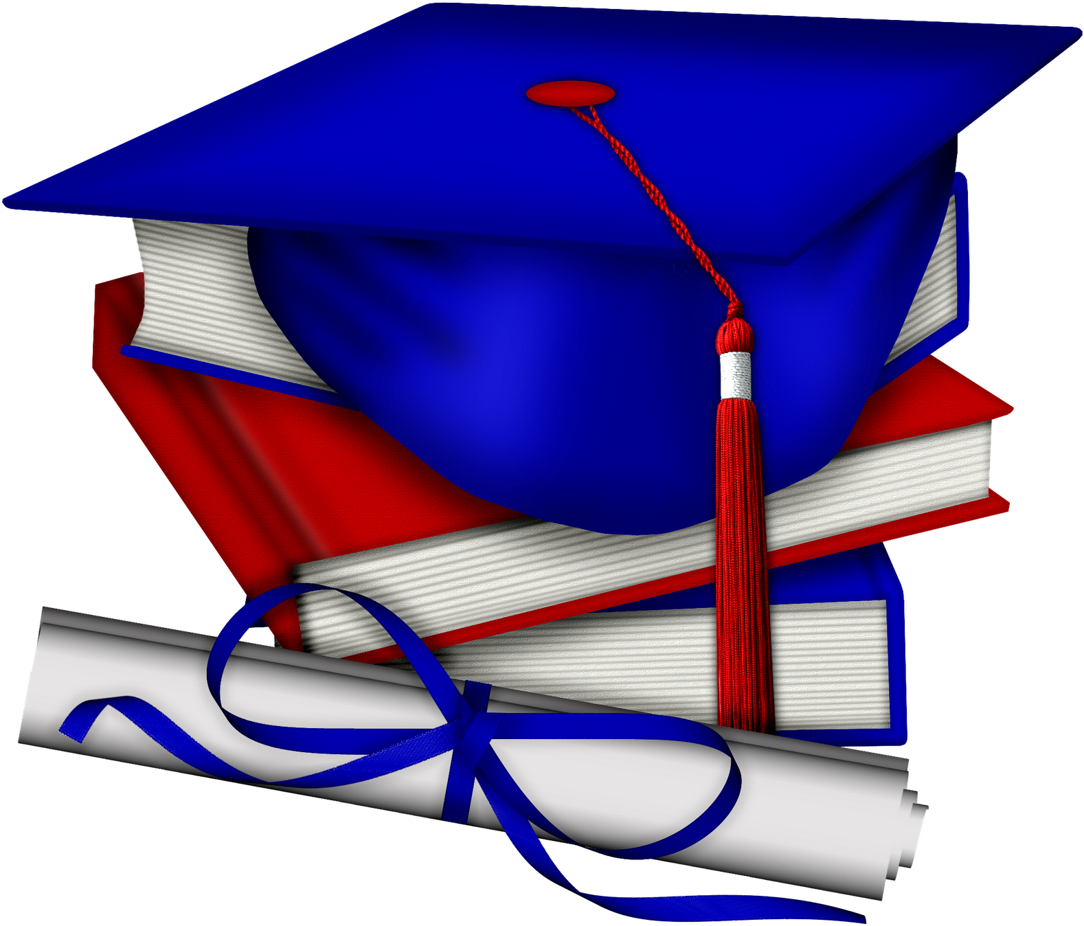 Clip Art Graduation - Graduation Red White And Blue - Png Download (1600x1376), Png Download