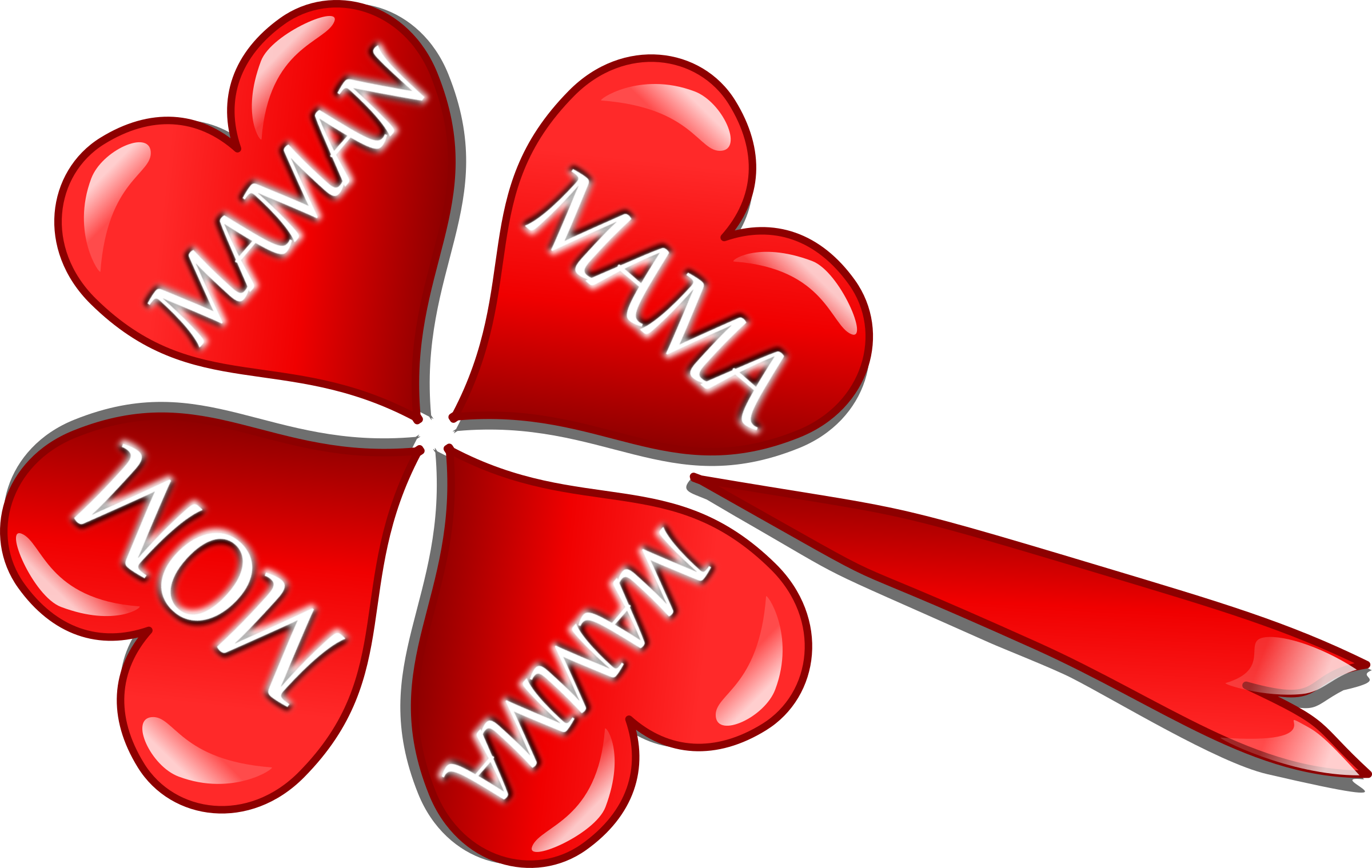 Mother's Day Hearts In A Four Leaf Clover - Mother's Day Hearts Clipart (958x606), Png Download