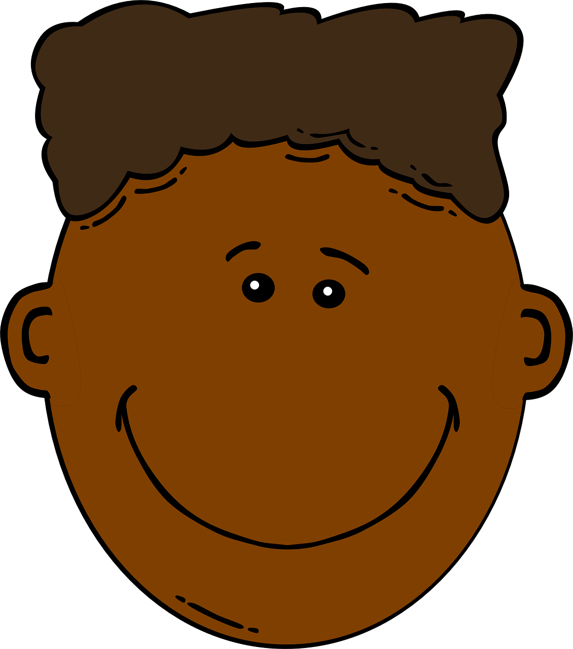 Brown Hair Clipart Boy Head - Black Man Cartoon Face - Png Download (635x720), Png Download