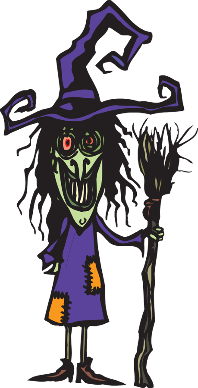 Ugly Witch With Her Broom - Ugly Witch Clipart - Png Download (640x1254), Png Download