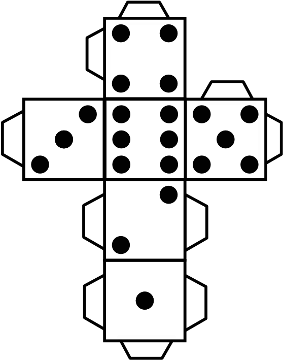 Dice Craft Template - Dice Template A4 Clipart (556x708), Png Download