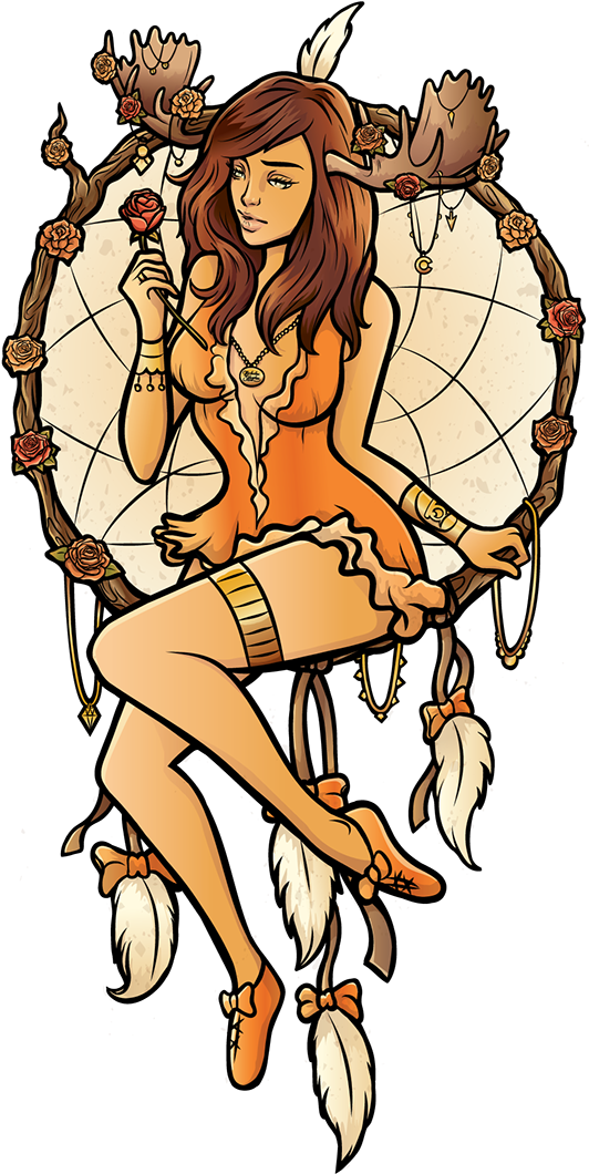 "dreamcatcher Girl" Street Art Piece On Behance - Girl Dream Catcher Art Clipart (600x1107), Png Download