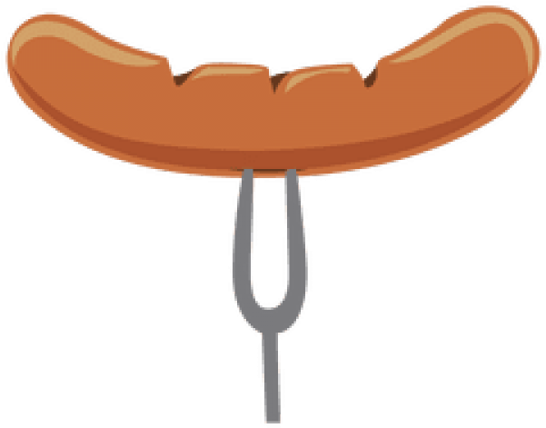 Hot Dog Clipart Fork - Cartoon Sausage Transparent - Png Download (640x480), Png Download