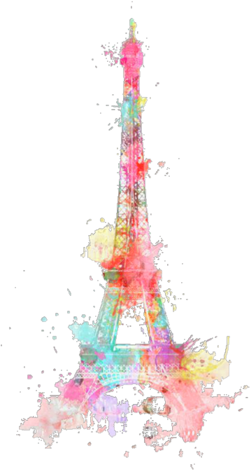 Ftestickers Watercolor Eiffeltower Paris Colorful Freet - Eiffel Tower Landscape Art 24x18 Poster Decor Clipart (1024x1024), Png Download