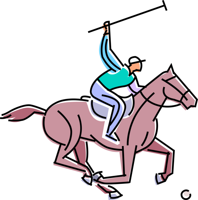 Vector Illustration Of Equestrian Polo Player Rides Clipart (693x700), Png Download
