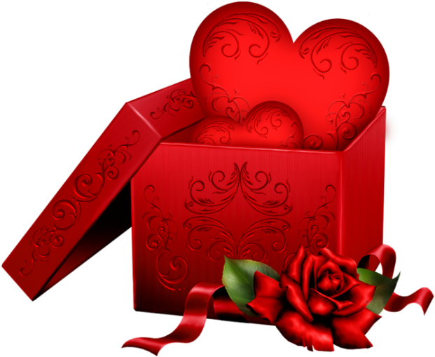 Heart With Gift Box Clipart (650x554), Png Download