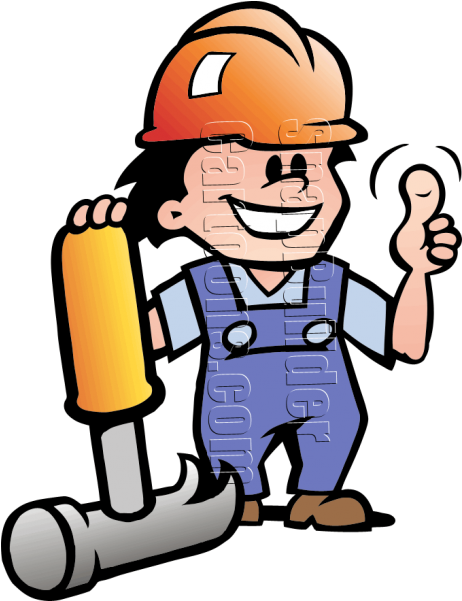 Mechanic Man Hammer Hard Hat Mascot Logo Clipart (600x600), Png Download