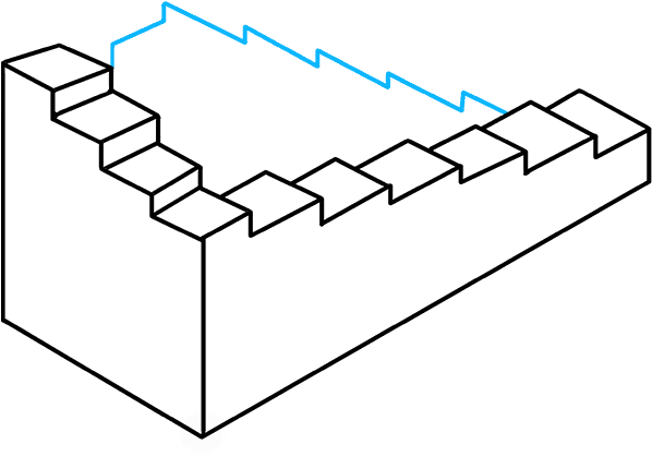 How To Draw Impossible Stairs Clipart (680x678), Png Download