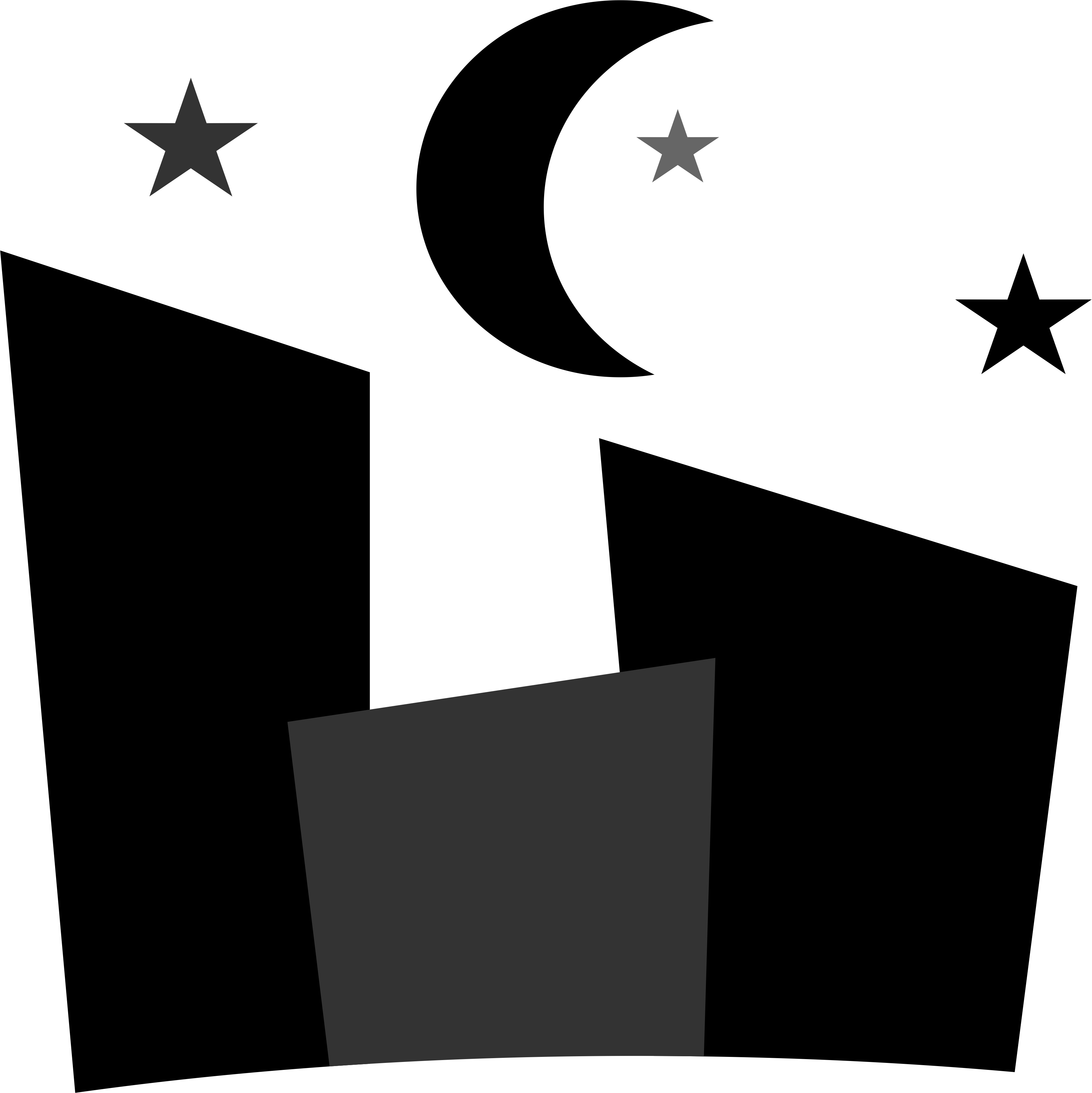 Night City At Night Buildings Moon 1586305 Clipart (3448x3450), Png Download