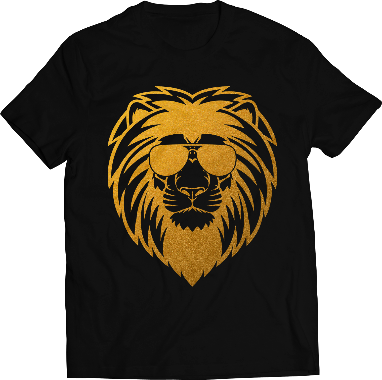 Big Bang Apparel Lion's Face Gold Foil T-shirt Clipart (1800x1800), Png Download