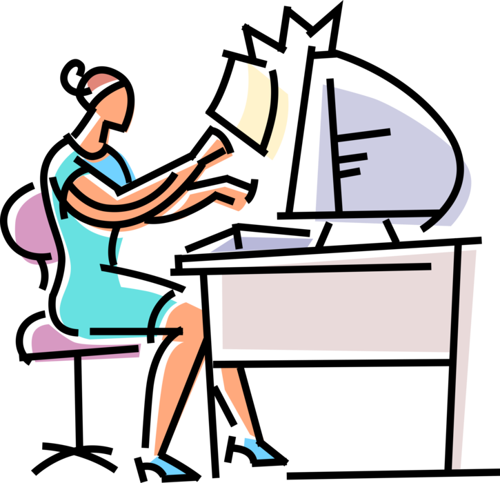 Vector Illustration Of Businesswoman Transcribes Written Clipart (725x700), Png Download
