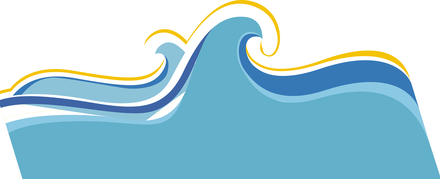 Ocean Wave Blue And Yellow Clipart (1500x612), Png Download