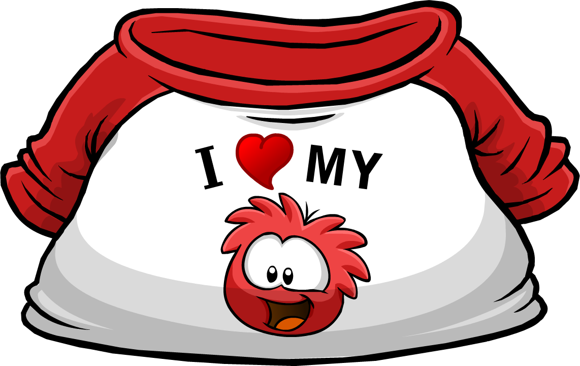 I Heart My Red Puffle T-shirt Clipart (1142x720), Png Download