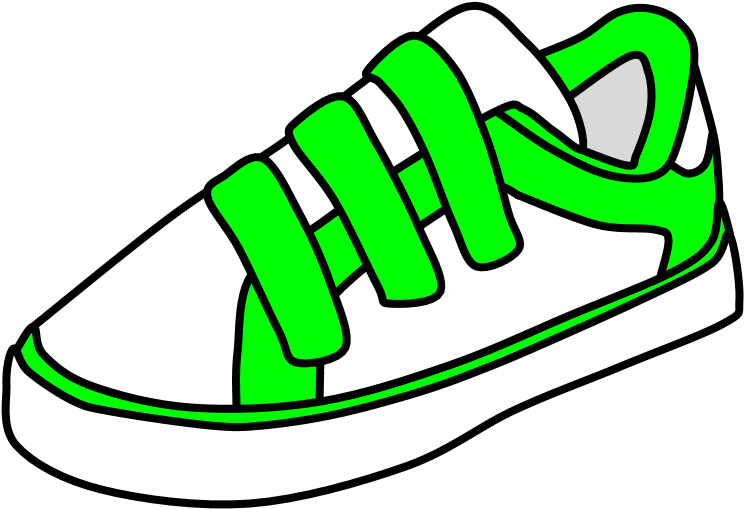 Sneakers, Velcro, White, Bright Green, Clipart (816x1056), Png Download