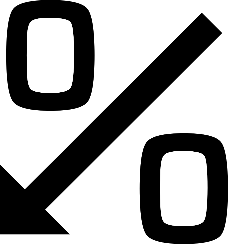 Money Percentage Symbol With Down Arrow Slash Comments Clipart (914x980), Png Download