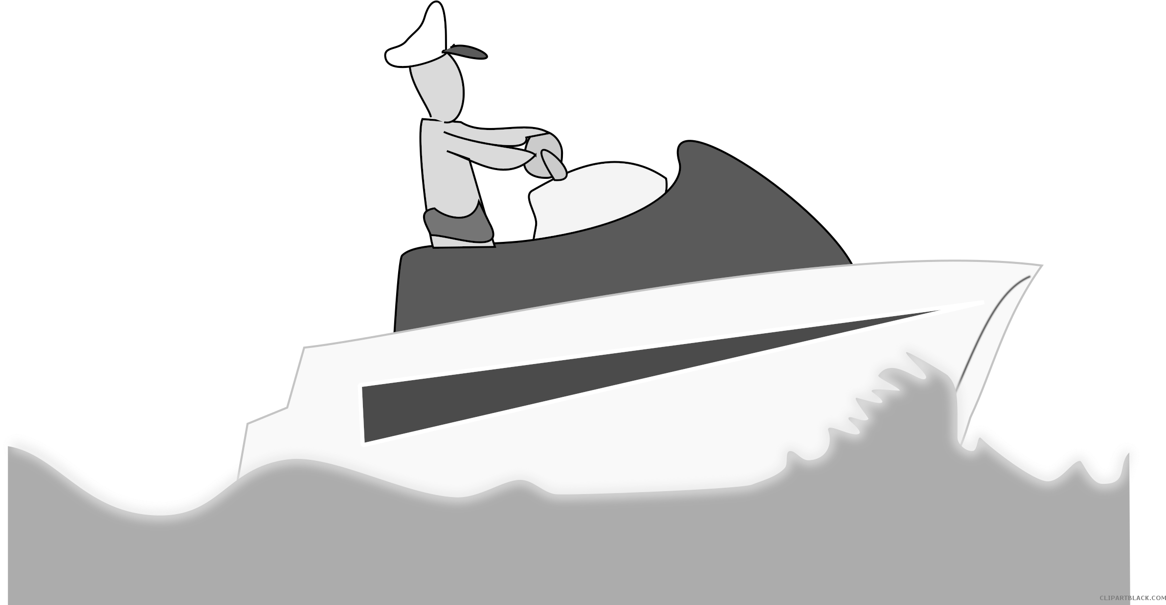 Boat Transportation Free Black White Clipart Images - Png Download (2400x1237), Png Download