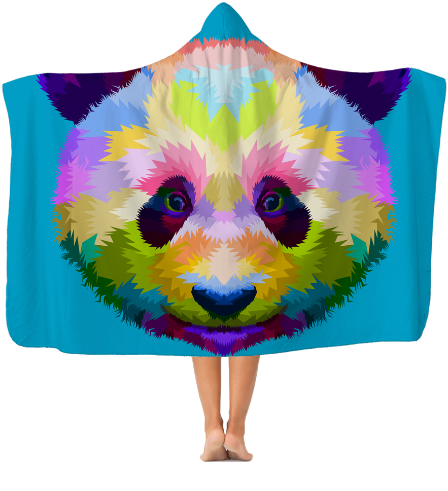 Colourful Panda Premium Adult Hooded Blanket Clipart (1024x1024), Png Download