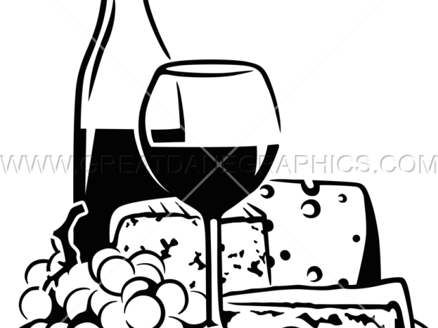 Drawn Cheese Wine Grape Clipart (640x480), Png Download