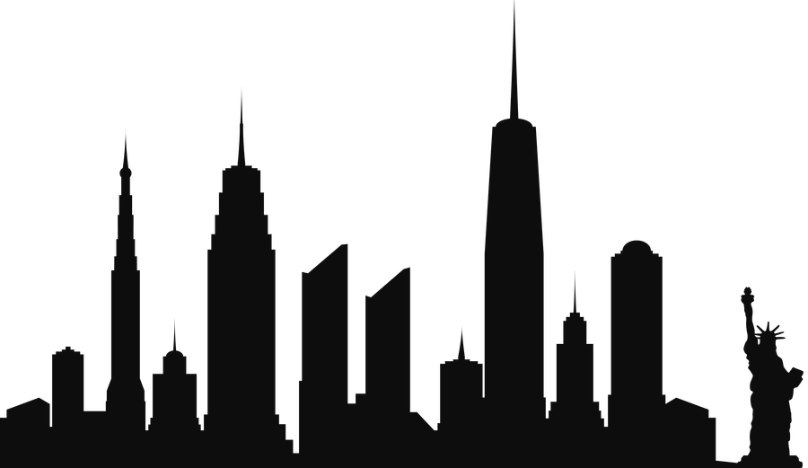 Free Png New York City Skyline Silhouette Png Png Clipart (850x492), Png Download