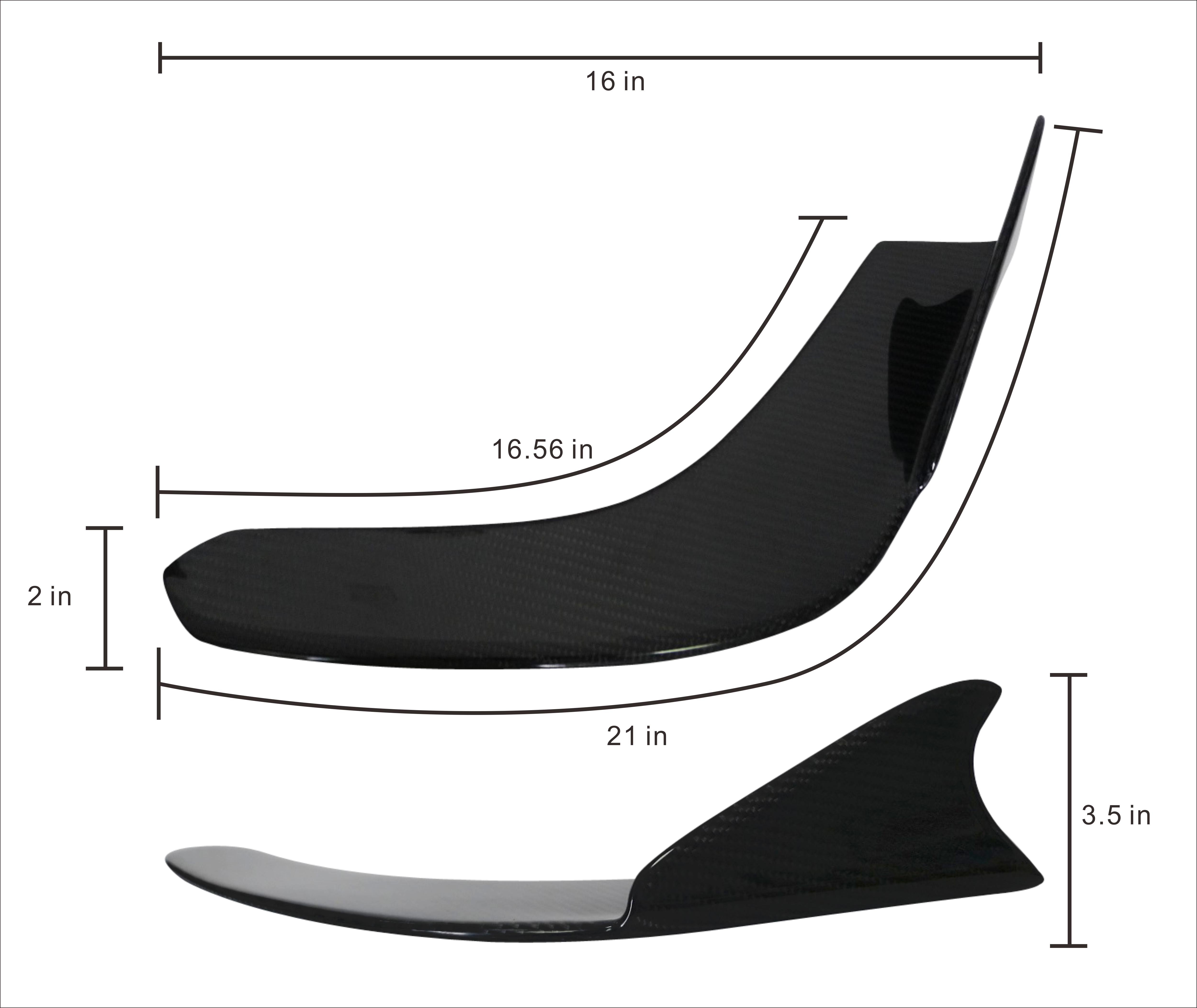 Universal Fit Carbon Fiber Cf Winglet Type 1 Front Clipart (5000x4210), Png Download