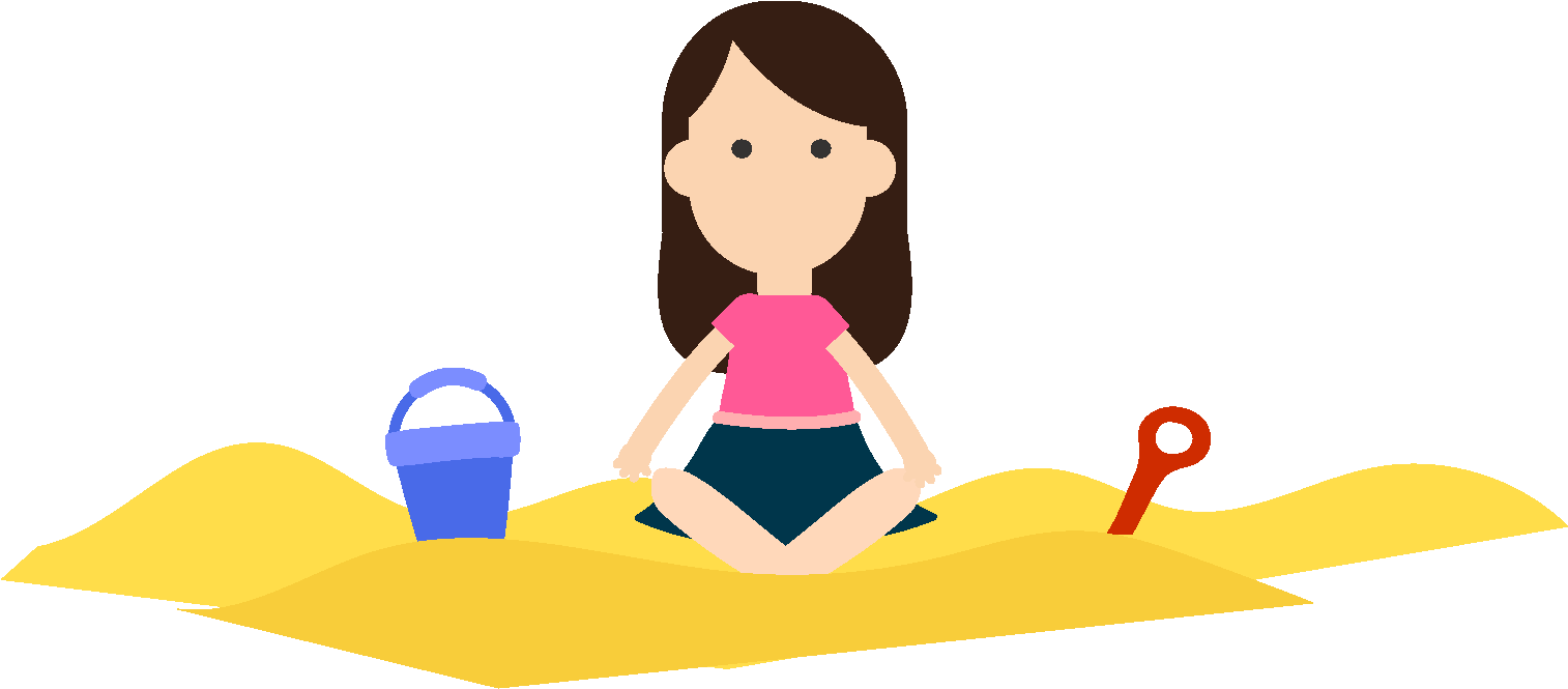 Hand Drawn Little Girl Playing With Sand Elements Clipart (1772x1378), Png Download