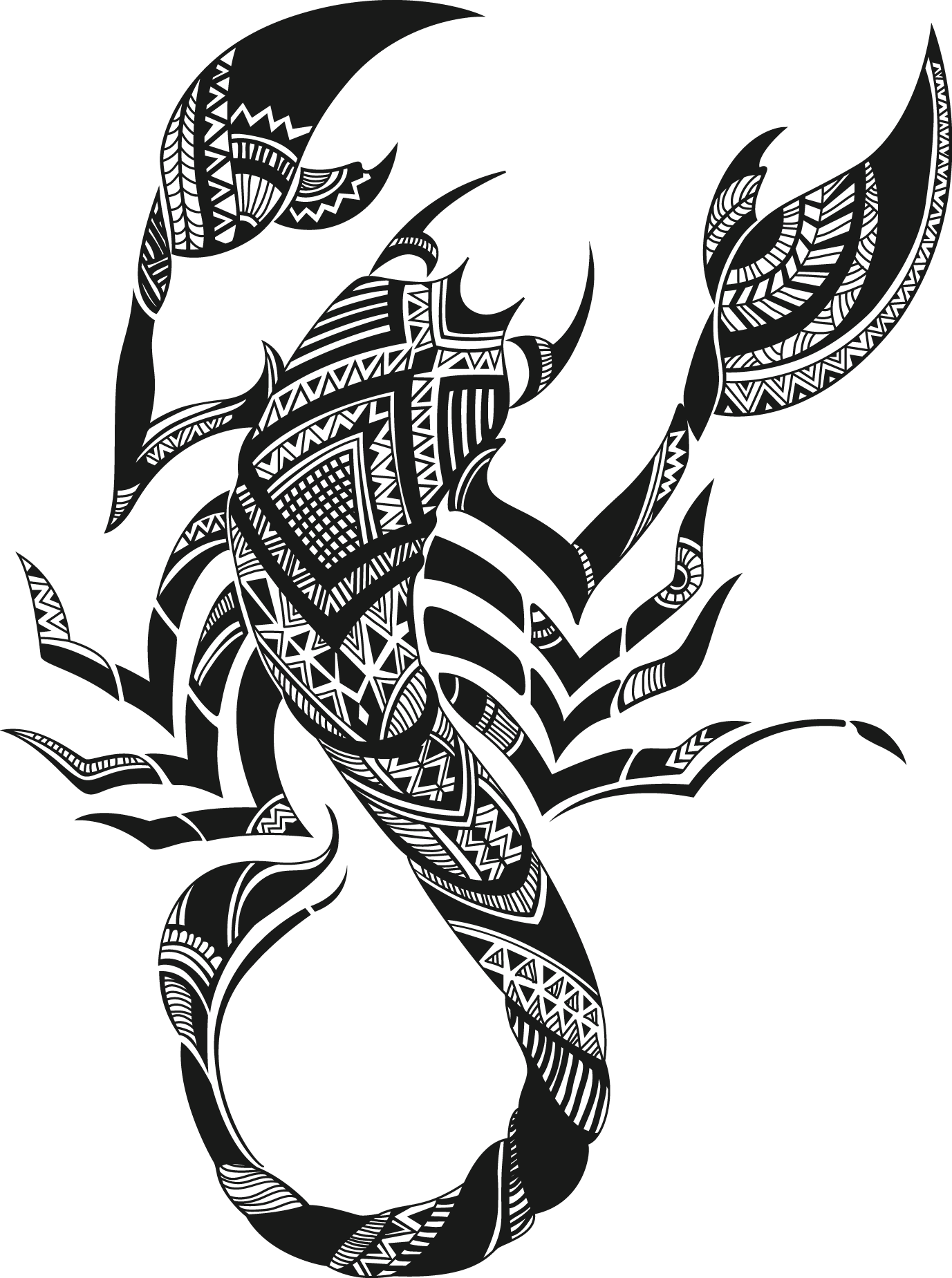 Drawn Scorpion Henna Clipart (1377x1849), Png Download