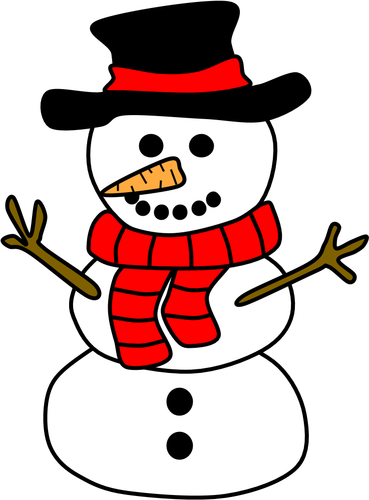 Snowman, Hat, Scarf, Red Clipart (816x1056), Png Download