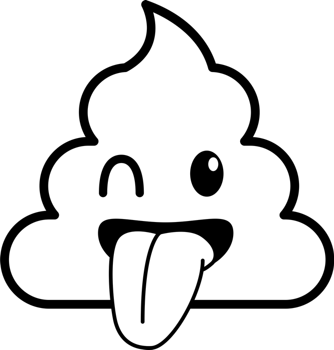 Sticking Tongue Out Poop Emoji Rubber Stamp Clipart (669x700), Png Download