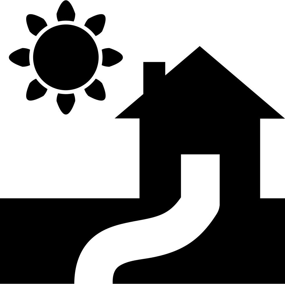 House With Path And Sun Comments Clipart (980x974), Png Download