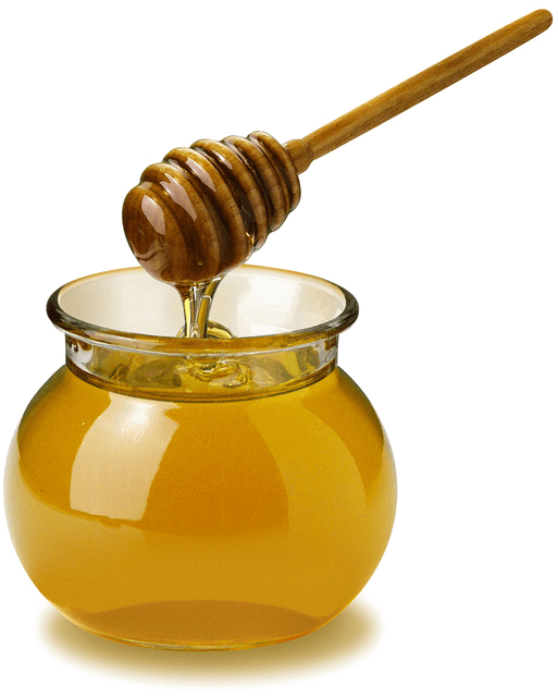 Honey Open Pot Spoon Clipart (600x696), Png Download