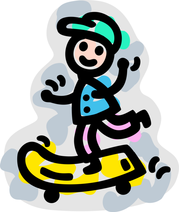 Vector Illustration Of Skateboarder With Skateboard Clipart (591x700), Png Download