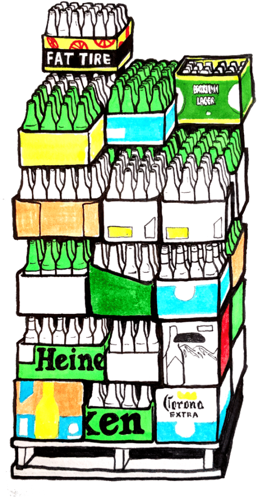 This Palette Of Empty Bottles Is Sitting Out In Front Clipart (613x1024), Png Download