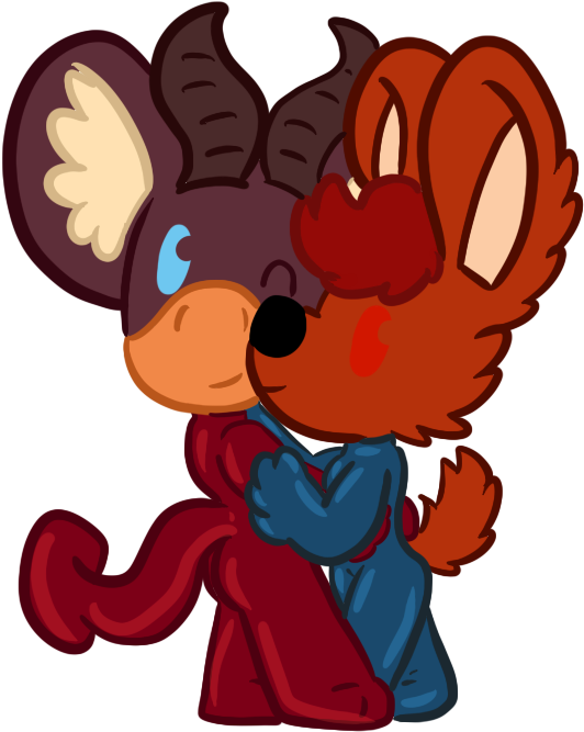 An Anfael And A Vandobe Are Cuddling In Stretchyness Clipart (580x689), Png Download