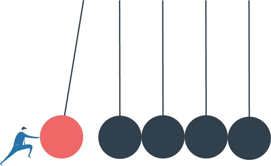 Little Man Pulling Back Ball On Newton's Cradle Clipart (893x547), Png Download