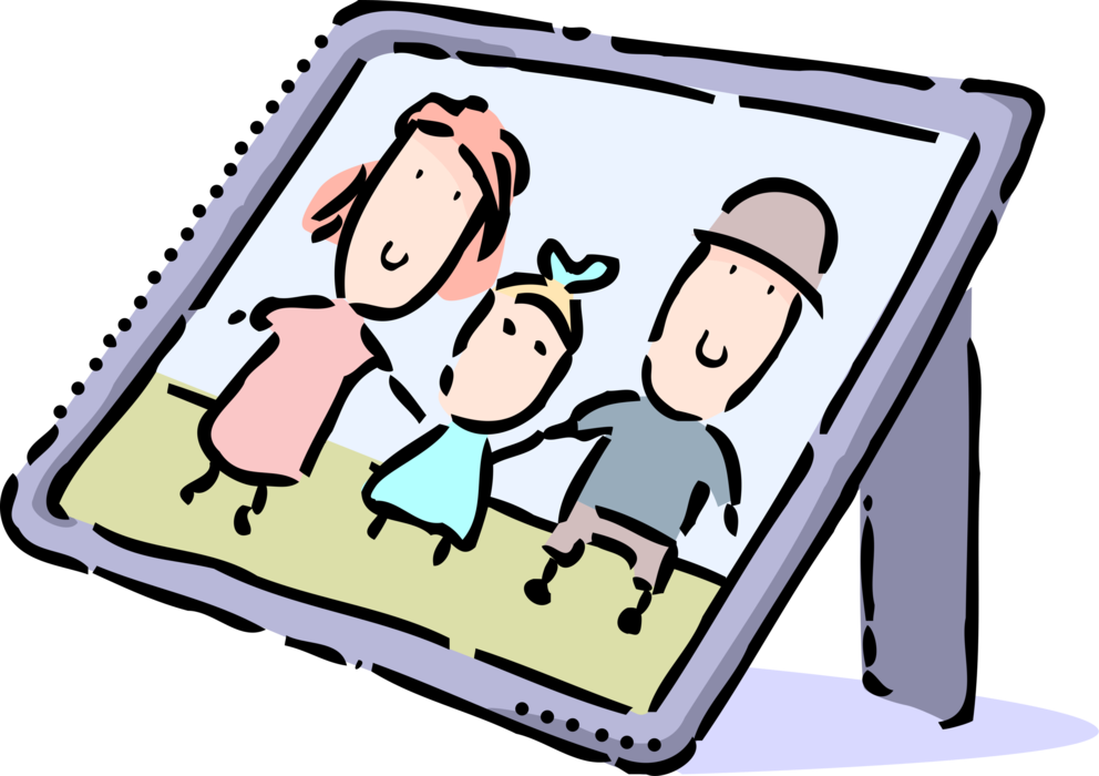 Vector Illustration Of Family Photograph Portrait In Clipart (992x700), Png Download