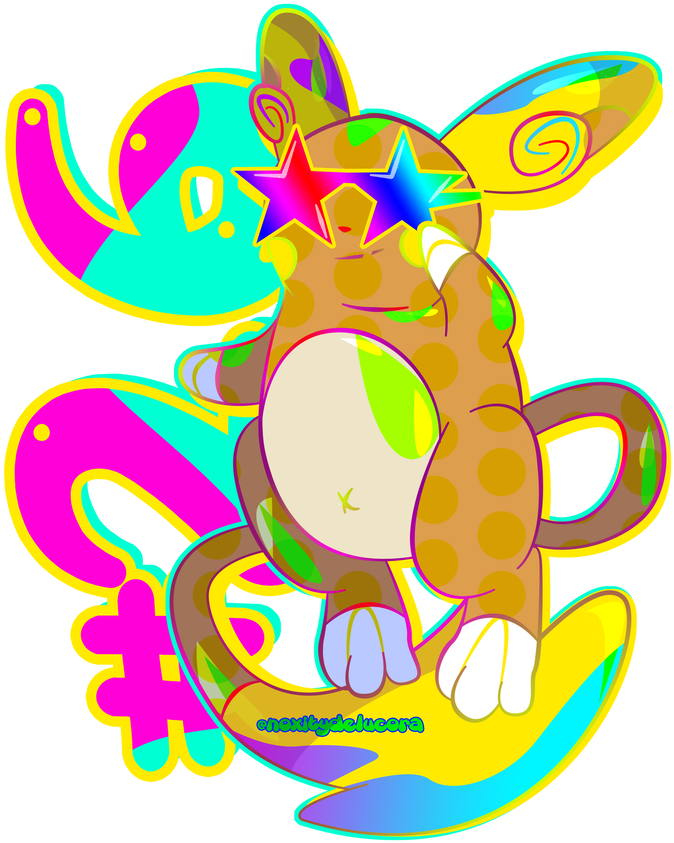 Rainbow Raichu Art Print Pokemon Poster Clipart (864x925), Png Download