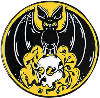 Bat And Skull Pin Clipart (599x600), Png Download