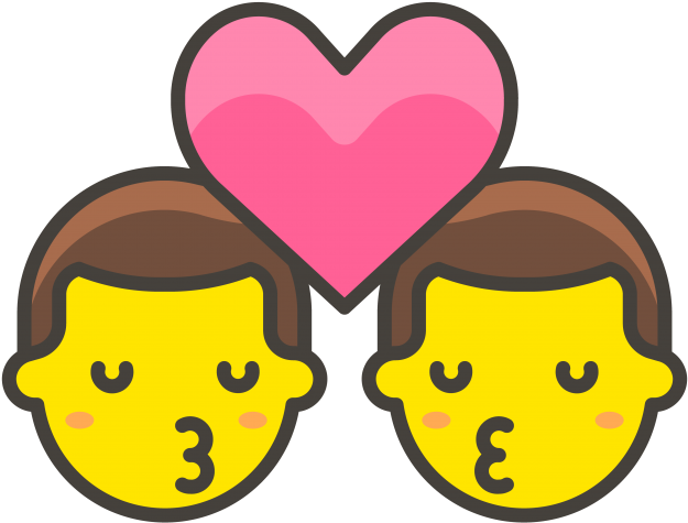 Kiss Man Man Emoji Clipart (866x650), Png Download