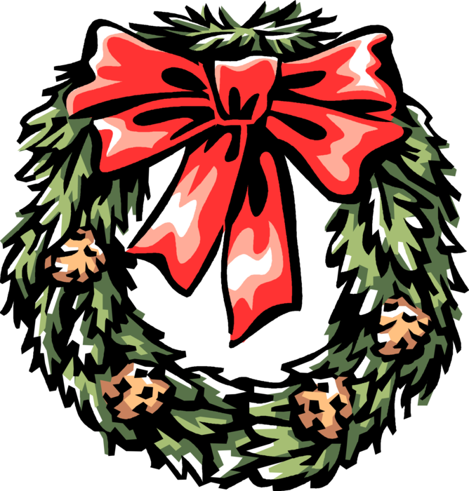 Vector Illustration Of Festive Season Christmas Wreath Clipart (668x700), Png Download