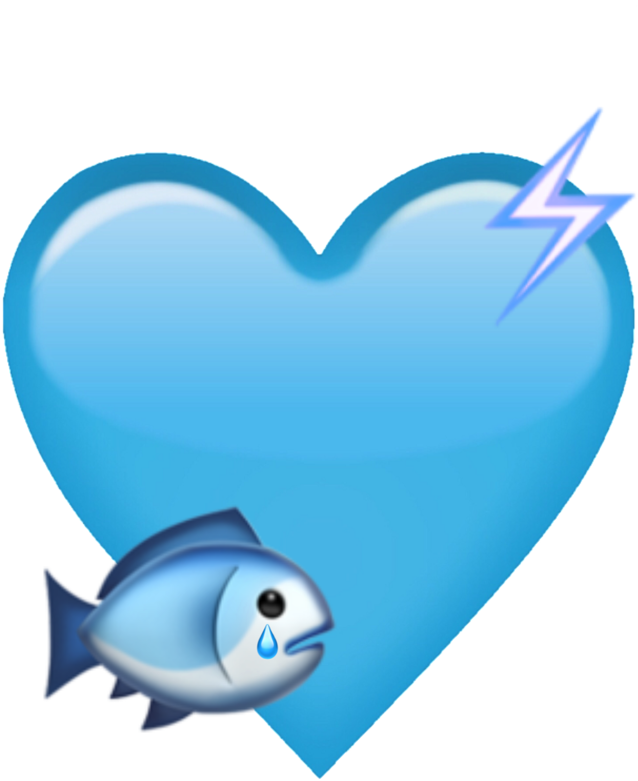 Blue Heart Emoji Fish Electric Electricity Cute Sticker Clipart (1024x1024), Png Download
