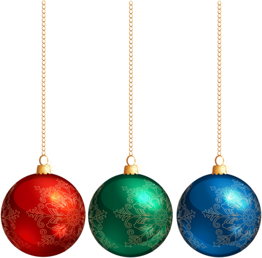 Christmas Hanging Ornaments Png Clipart (850x842), Png Download
