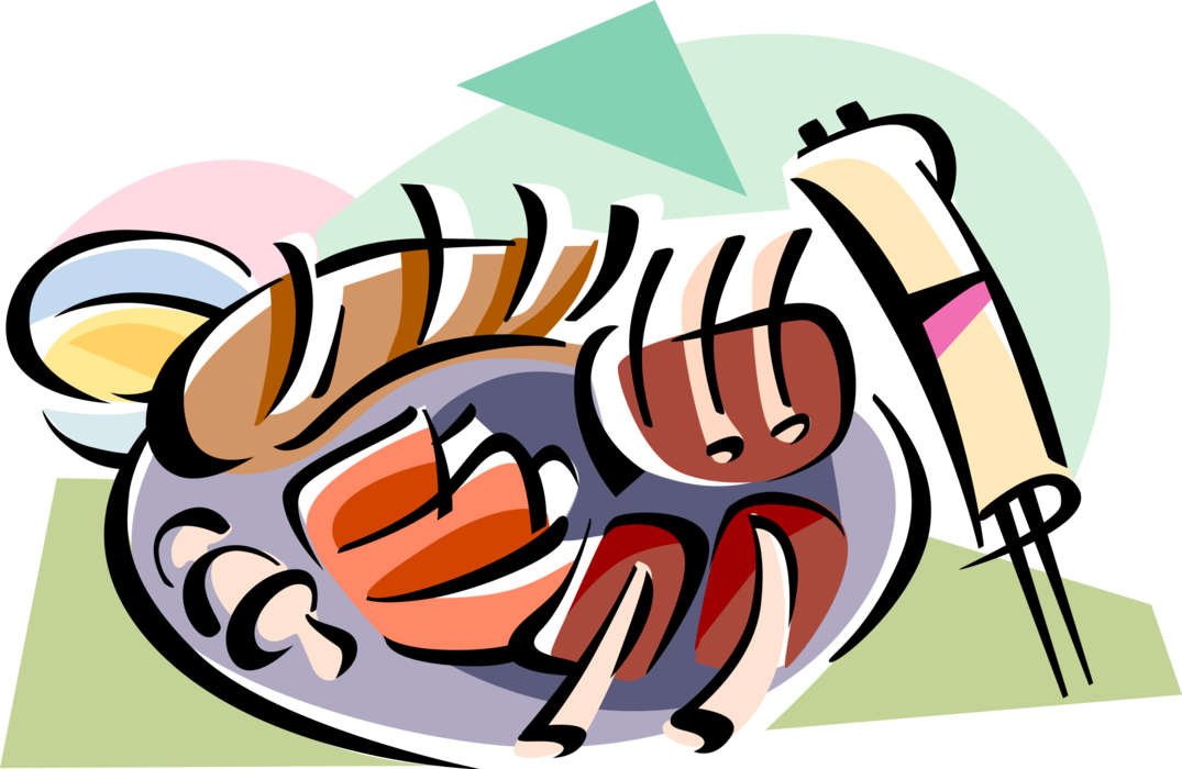 Vector Illustration Of Korean Cuisine Barbecue Clipart (1075x700), Png Download