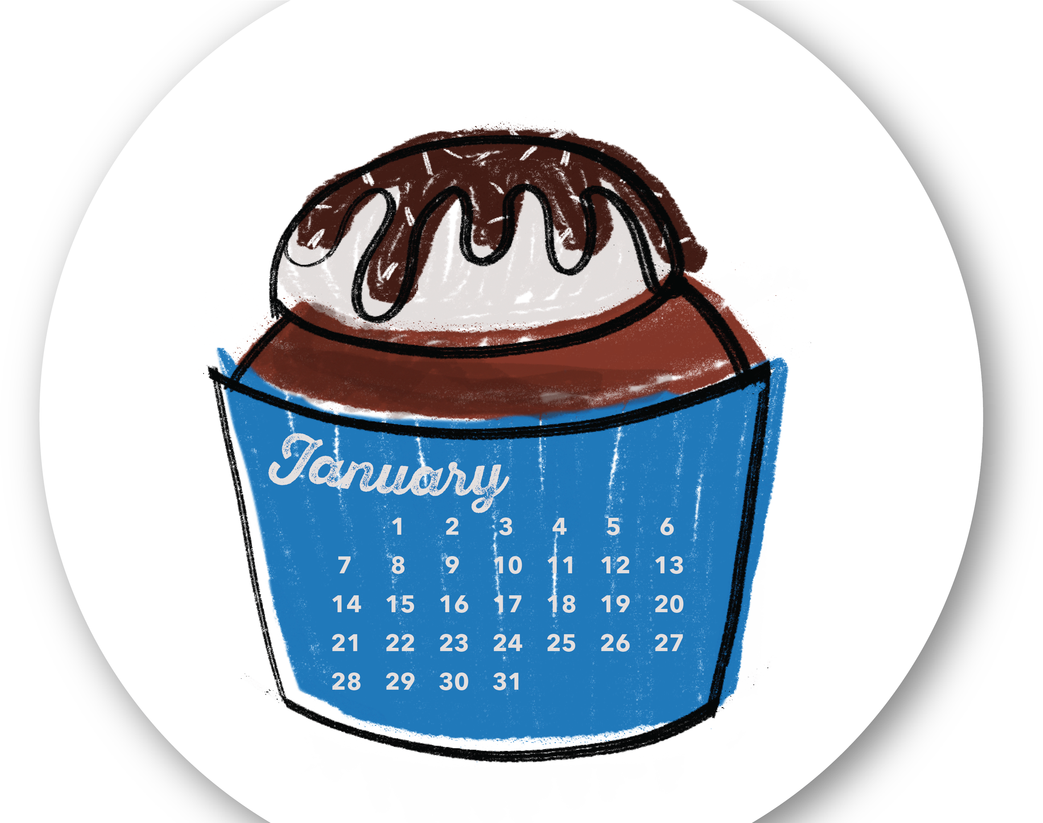 Cupcake Calendar Clipart (3488x2728), Png Download