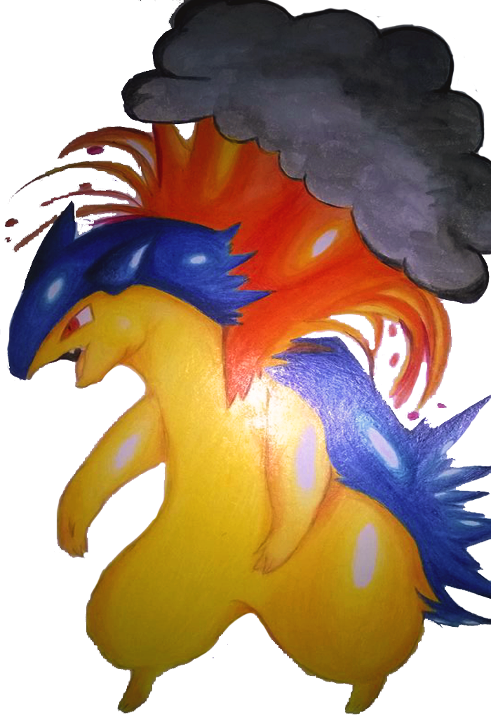 #157 Typhlosion Used Eruption In The Game Art Hq Pokemon Clipart (700x1024), Png Download