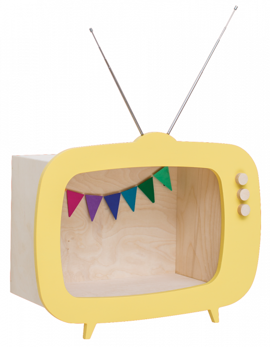 "teevee" Tv Shelf Yellow Clipart (544x700), Png Download