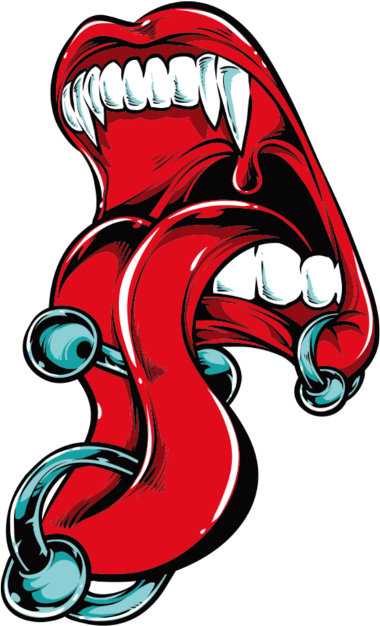 Mq Red Mouth Lips Vampire Piercings Clipart (1024x1024), Png Download